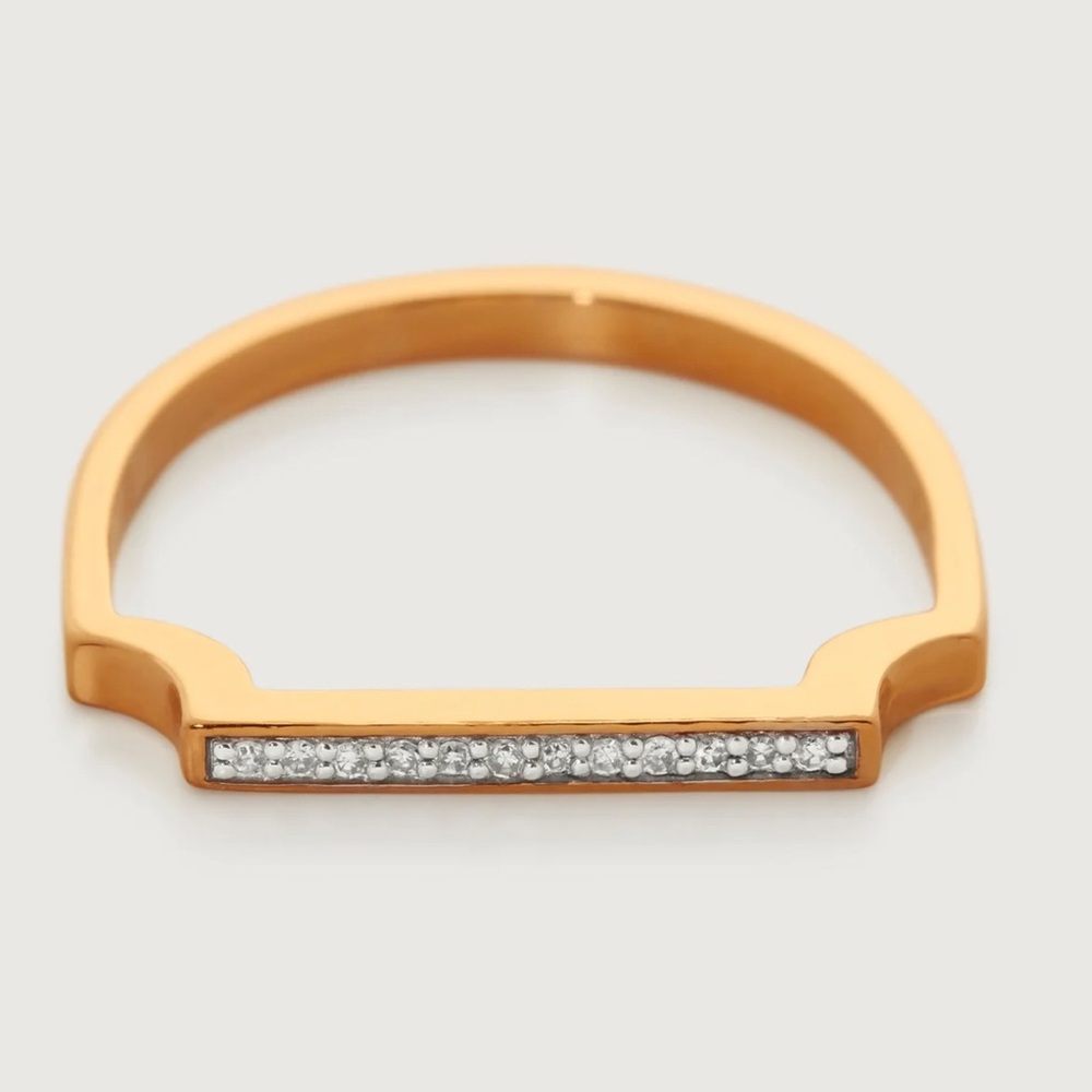 Monica Vinader Signature Gold Diamond Slim Ring Size 8